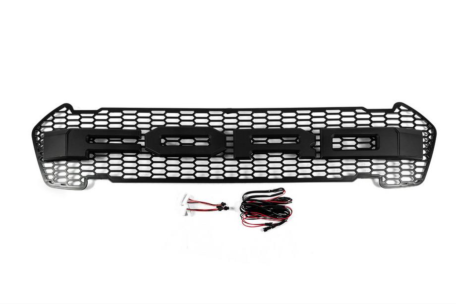Ford Ranger 2011–2022 Front Grille (2015-2018, Black, LED) Photo 1