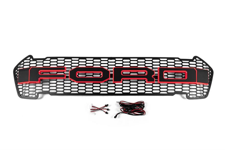 Ford Ranger 2011–2022 Front Grille (2015-2018, Red, LED) Image