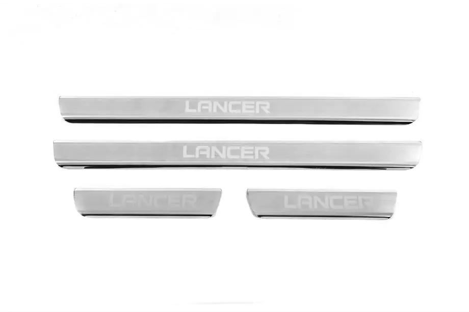 Mitsubishi Lancer 9 2004-2008 Door Sill Protectors Carmos V3 (4 pcs, Stainless Steel) Image