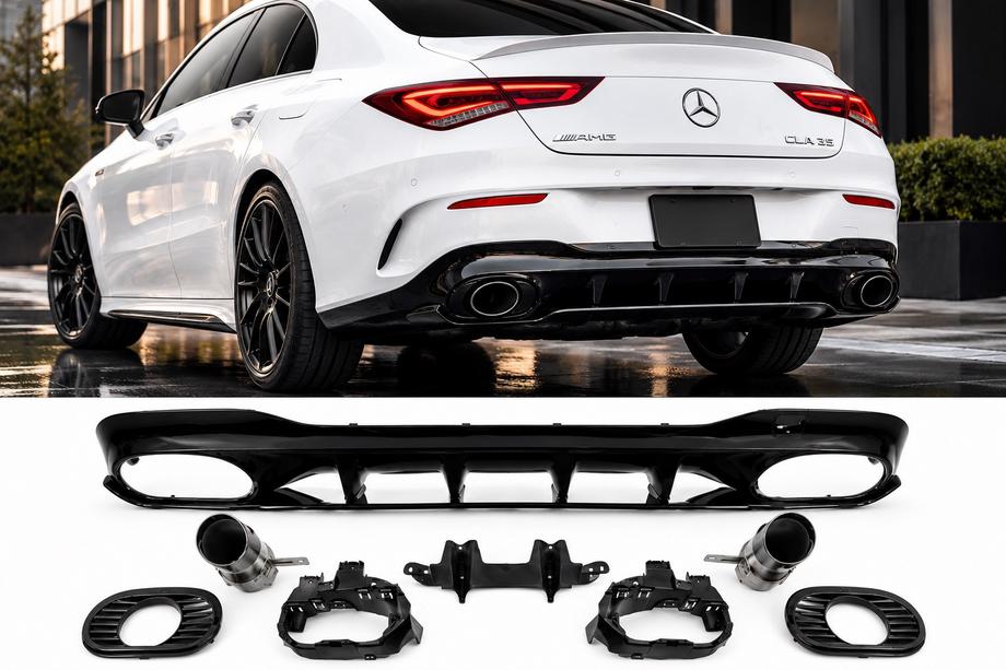 Mercedes CLA C118 2019- Rear diffuser with exhaust tips (CLA35 design) Image