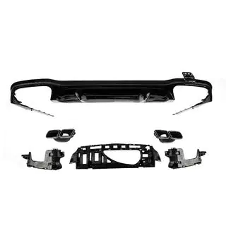 Rear diffuser with exhaust tips E63-Design Black (for AMG/AMG-Line 2016-2020, black tips) photo 3