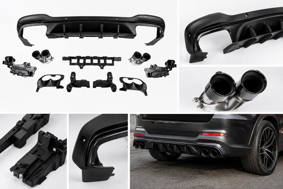 Mercedes GLC X253 2015-2022 Rear diffuser with exhaust tips (AMG43 Design) Photo 1