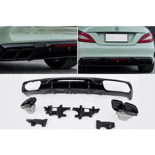 Rear diffuser with exhaust tips Black (2015-2018, GT63 Design)