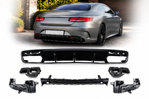 Mercedes S-class C217 Coupe 2014-2020 Rear Diffuser with Tips Black (2018-2020) photo 1