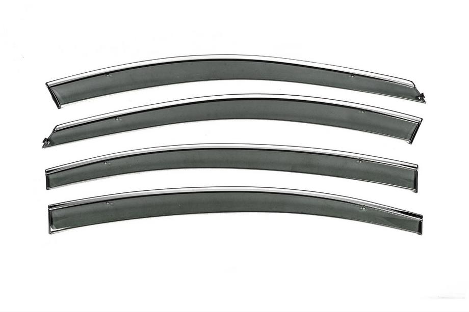 Chevrolet Cruze 2009–2015 Window Deflectors with Chrome Trim Niken Luxury (SD, 4 pcs) Image