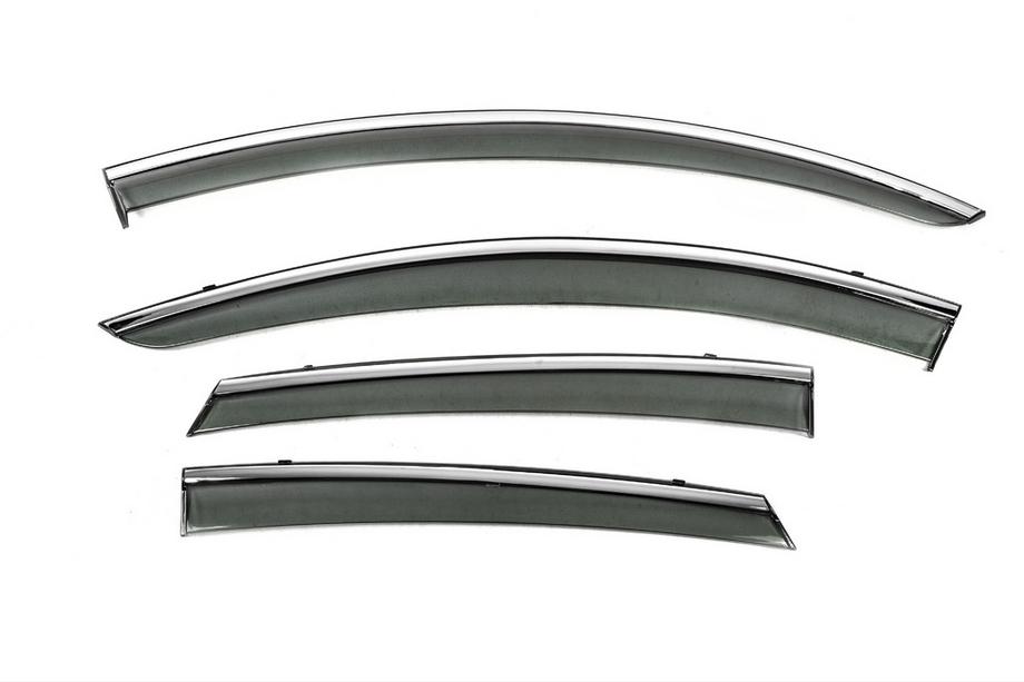 Ford Fusion 2012-2020 Window Deflectors with Chrome Trim Niken Luxury (SD, 4 pcs) Image