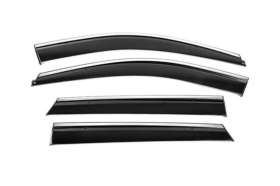 Hyundai Santa Fe 3 2012-2018 Window Deflectors with Chrome Trim Niken Luxury (4 pcs) Image