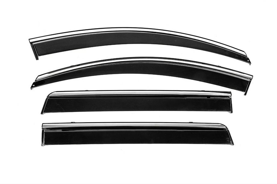 Mitsubishi Pajero Sport 2015- Window Deflectors with Chrome Trim Niken Luxury (4 pcs) Image