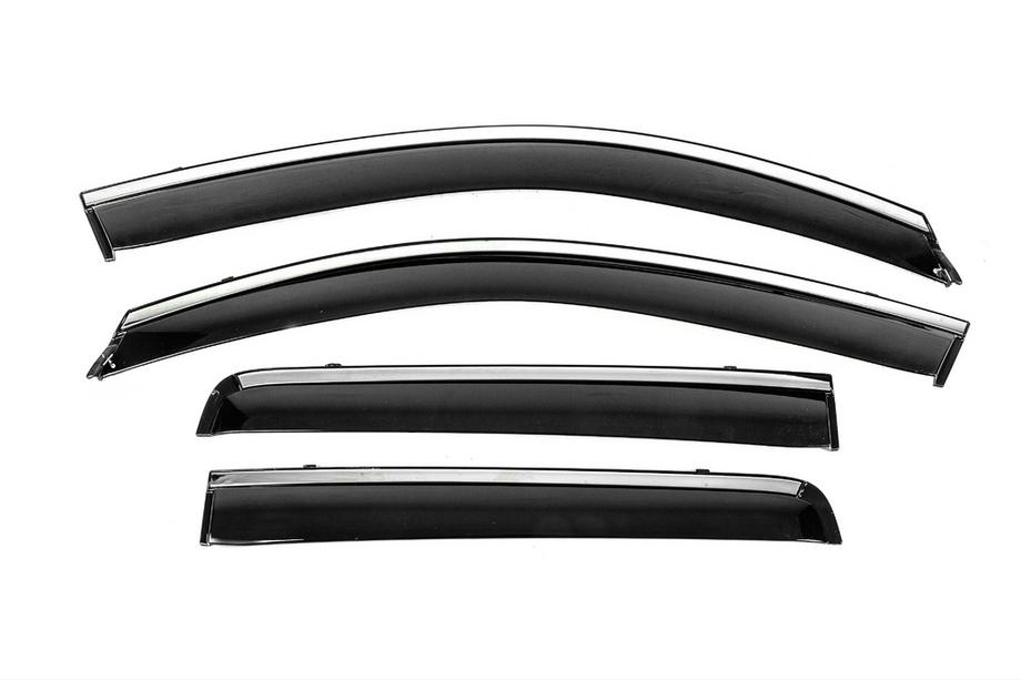 Mitsubishi Outlander 2006-2012 Window Deflectors with Chrome Trim Niken Luxury (4 pcs) Image
