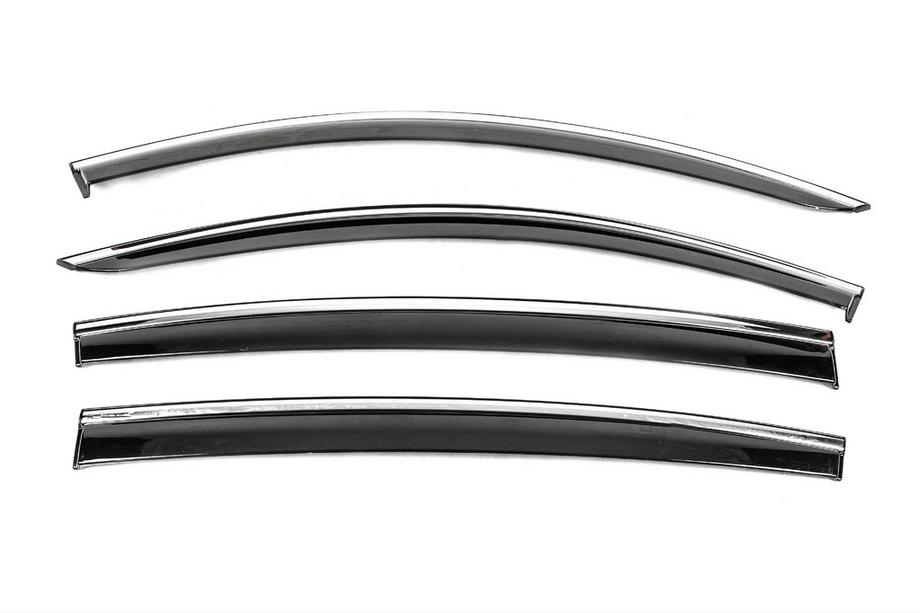 Renault Sandero 2013-2022 Window Deflectors with Chrome Trim Niken Luxury (4 pcs) Photo 1