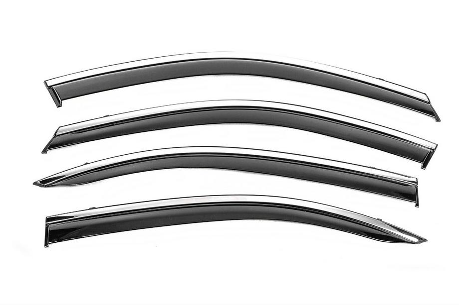 Skoda Octavia IV A8 2020- Window Deflectors with Chrome Trim Niken Luxury (SD, 4 pcs) Photo 1