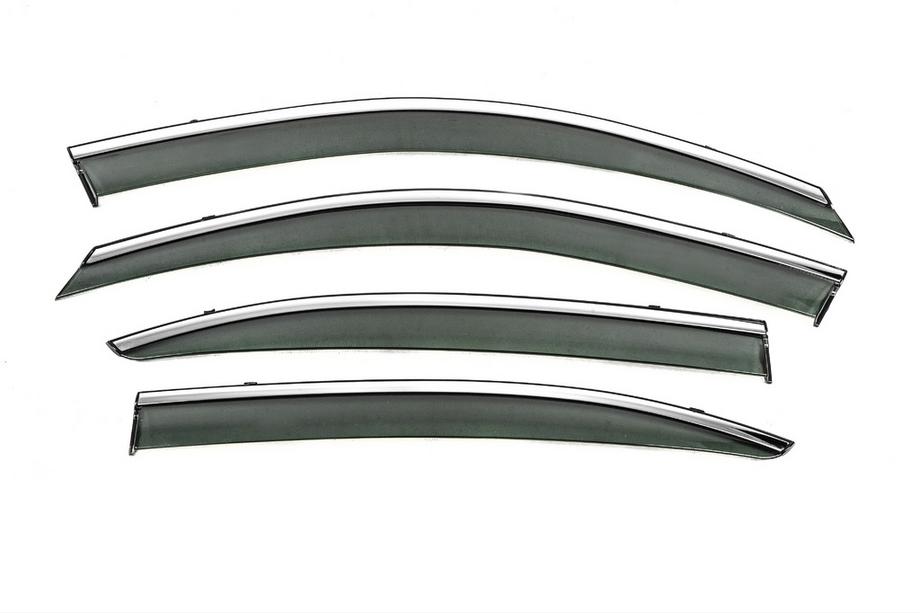 Skoda Octavia II A5 2006-2010 Window Deflectors with Chrome Trim Niken Luxury (SD, 4 pcs) Image