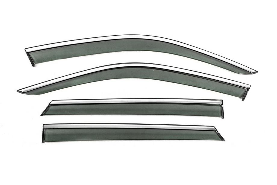 Skoda Fabia 2014-2021 Window Deflectors with Chrome Trim Niken Luxury (HB, 4 pcs) Image