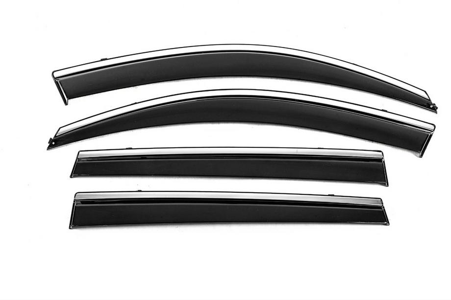 Toyota Rav 4 2006-2013 Window Deflectors with Chrome Trim Niken Luxury (4 pcs, Long) Image