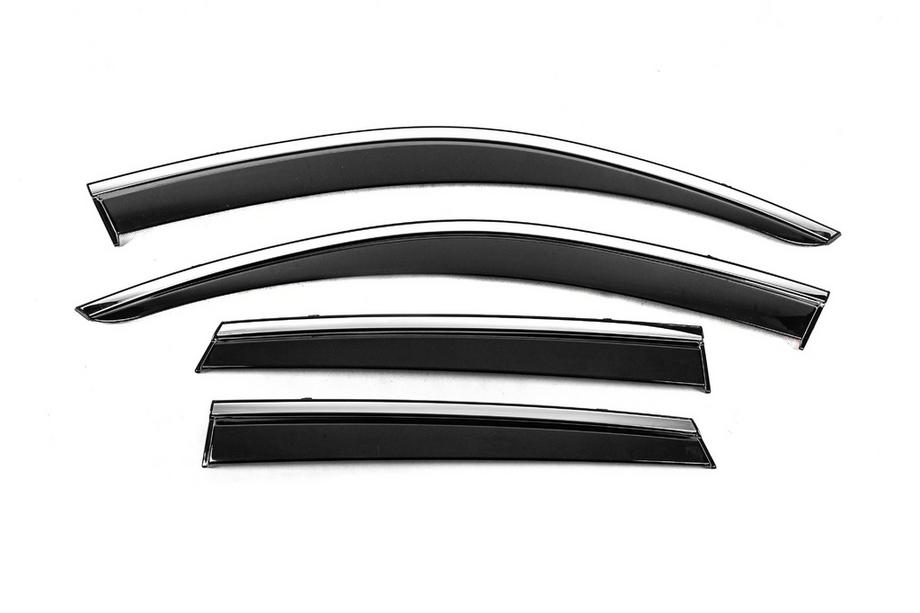 Volkswagen Touareg 2018- Window Deflectors with Chrome Trim Niken Luxury (4 pcs) Photo 1