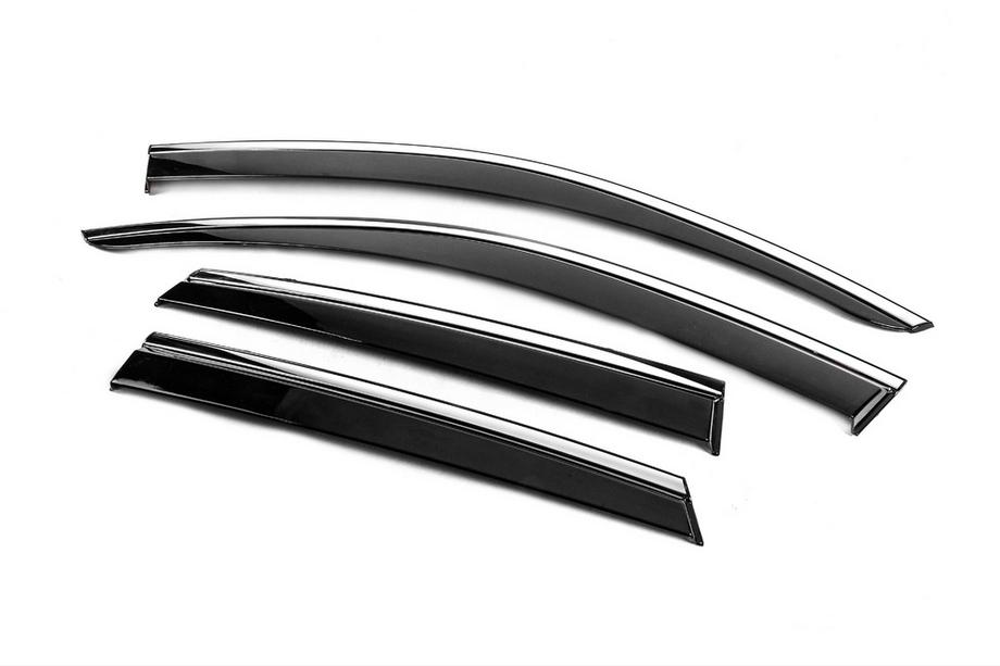 Volkswagen Touareg 2018- Window Deflectors with Chrome Trim Niken Luxury (4 pcs) Photo 2
