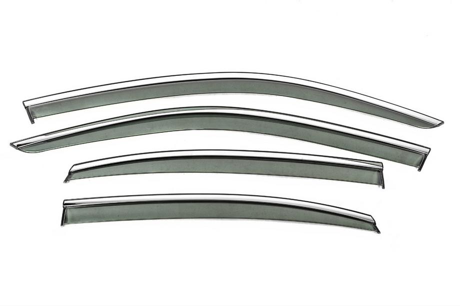Volkswagen Passat B9 2023- Window wind deflectors with chrome trim Niken Luxury (for Sedan, 4 pcs) Photo 1