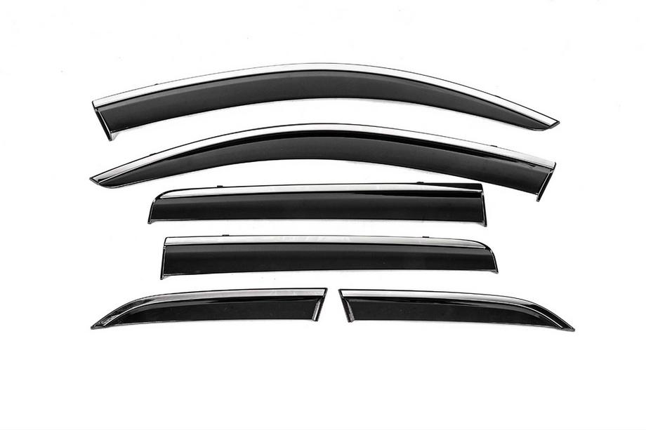 Mitsubishi Outlander 2012-2021 Window Deflectors with Chrome Trim Niken Luxury (6 pcs) Photo 1
