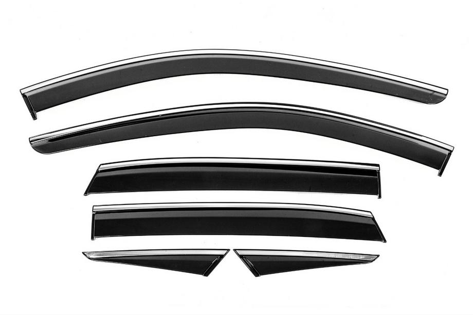 Nissan Qashqai 2021- Window Deflectors with Chrome Trim Niken Luxury (6 pcs) Image