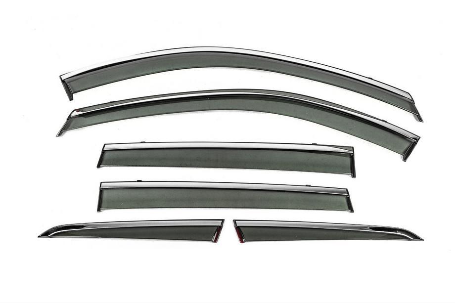 Nissan X-trail T33/Rogue 2022- Window Deflectors with Chrome Trim Niken Luxury (For X-trail, 6 pcs) Image