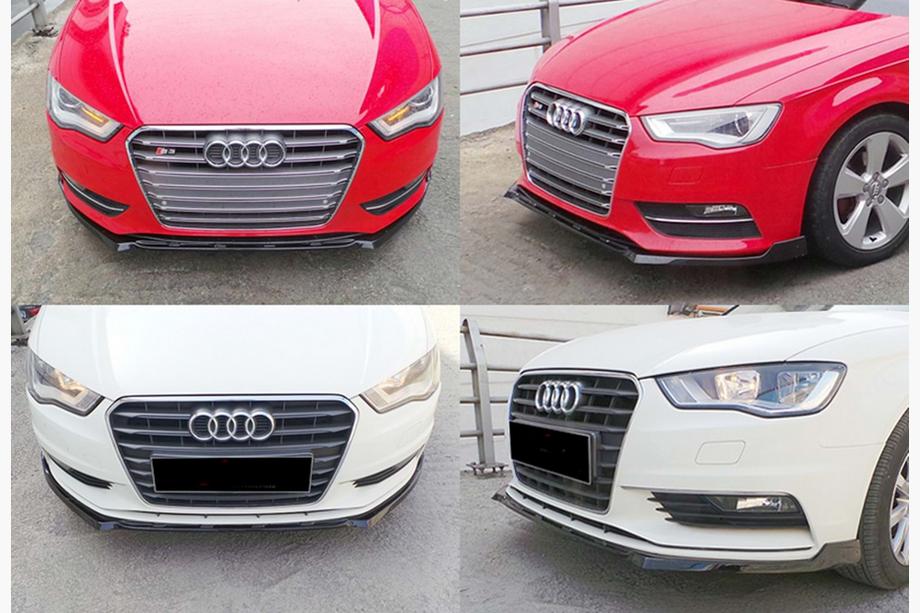 Audi A3 2012-2020 Front lip spoiler add-on DPT V-3 (Sedan/HB, gloss black) Image