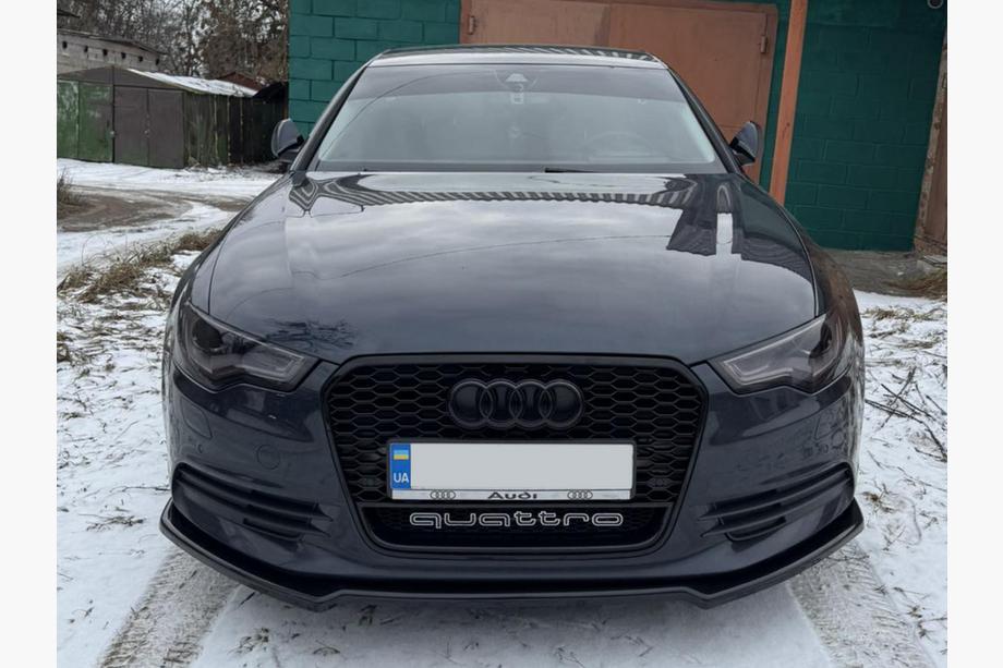 Audi A6 C7 2011-2017 Front Lip Spoiler DPT V-2 (for S-Line, 2011-2015) (gloss black) Image