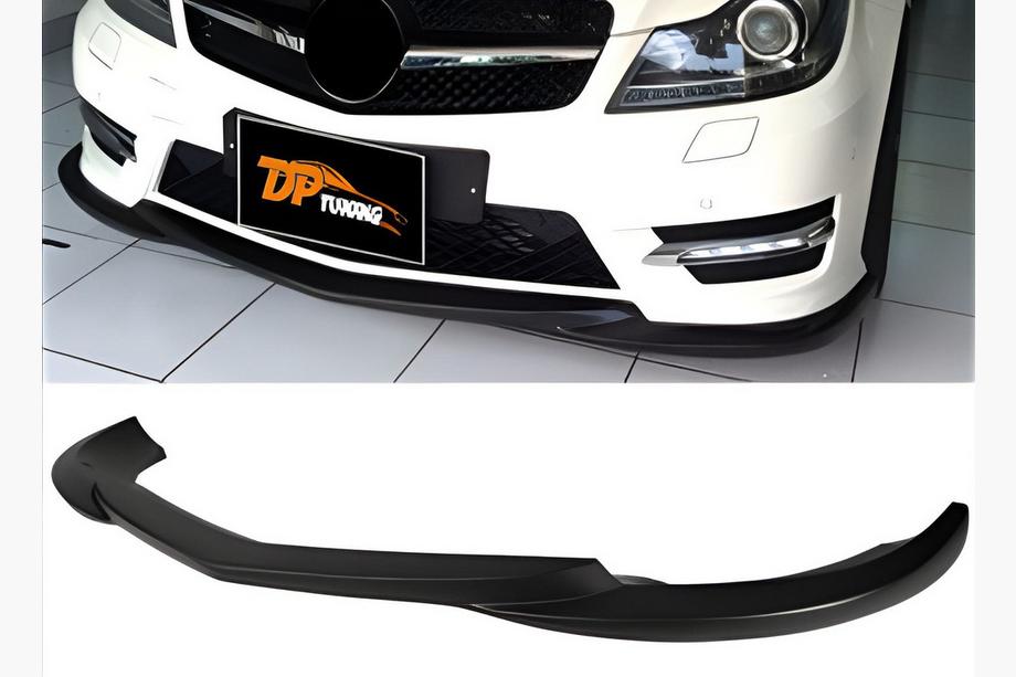 Mercedes C-class W204 2007-2015 Front Bumper Lip DPT V2 (2011-2015, Gloss Black) Image