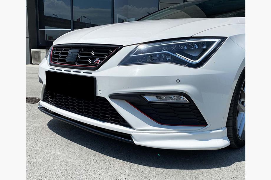 Seat Leon 2013-2020 Front Lip DPT V-3 (2013-2016, Gloss Black) Image