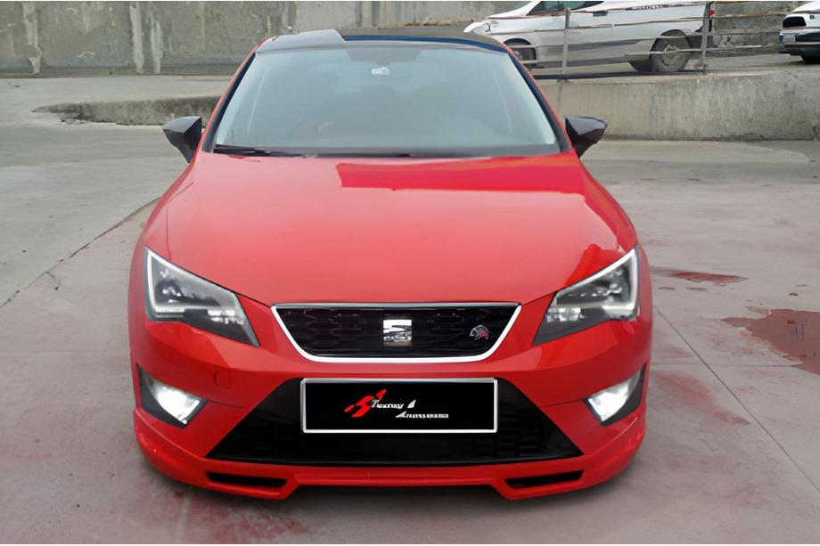 Seat Leon 2013-2020 Front Lip DPT V-4 (2013-2016, Gloss Black) Image