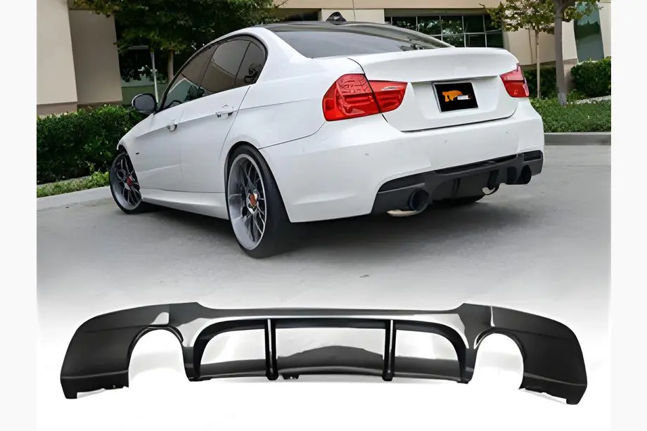 BMW 3 Series E90/E91 2005-2011 Rear Diffuser DPT V-4 (for E90 M-Sport, Gloss Black) Image