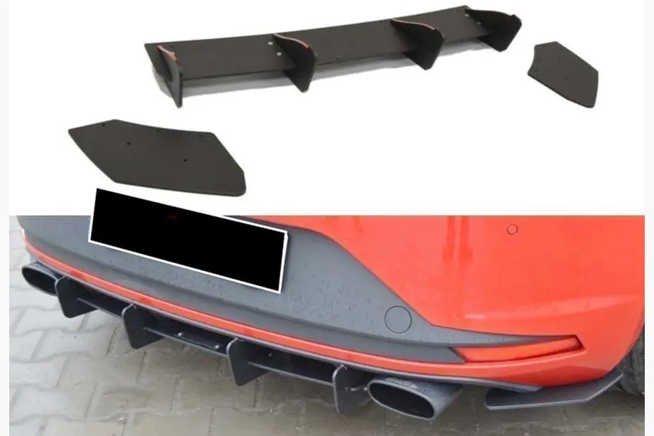 Seat Leon 2013-2020 Rear Diffuser DPT V-6 (2013-2016, Gloss Black) Image