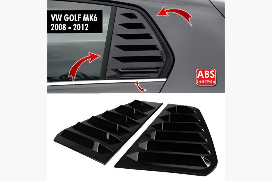 Volkswagen Golf 6 2008-2014 Rear Window Covers DPT V-1 (Gloss Black, 2pcs) Image