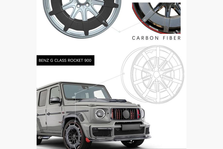 Mercedes G class W463 1990-2018 Forged Aluminum and Carbon Wheels G900 (R24, Set of 4) Photo 14
