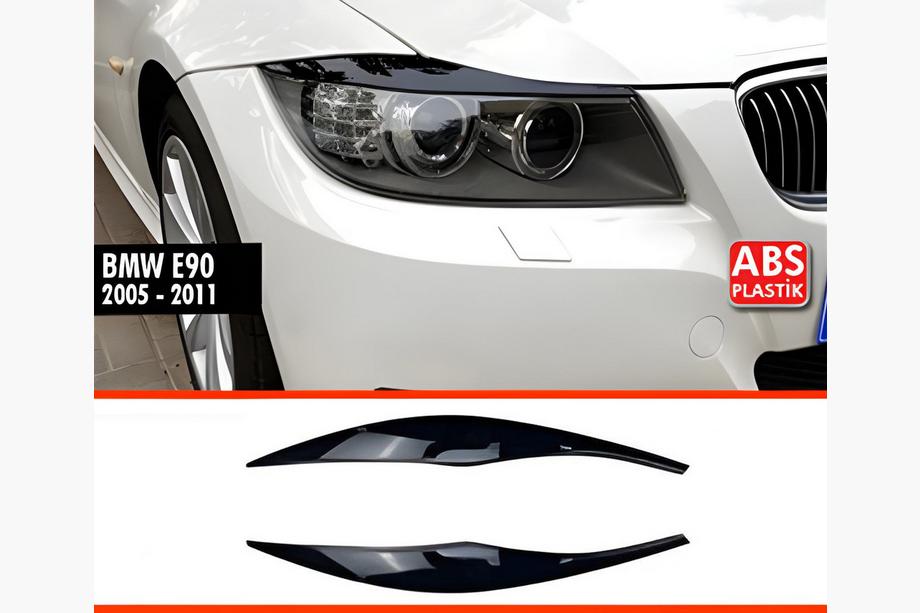 BMW 3 Series E90/E91 2005-2011 Headlight Eyelids DPT (2pcs, Gloss Black) Image