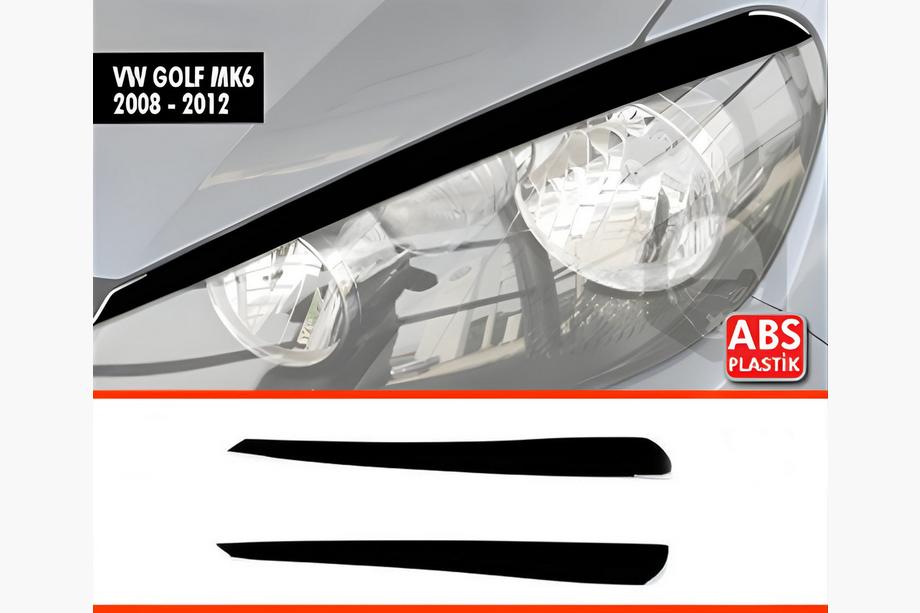 Volkswagen Golf 6 2008-2014 Headlight Eyelids DPT (2pcs, Gloss Black) Image