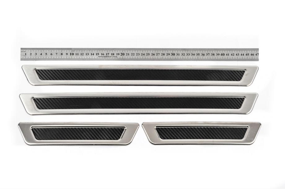 Universal Carbon Door Sill Protectors (4 pcs, Stainless Steel) Image