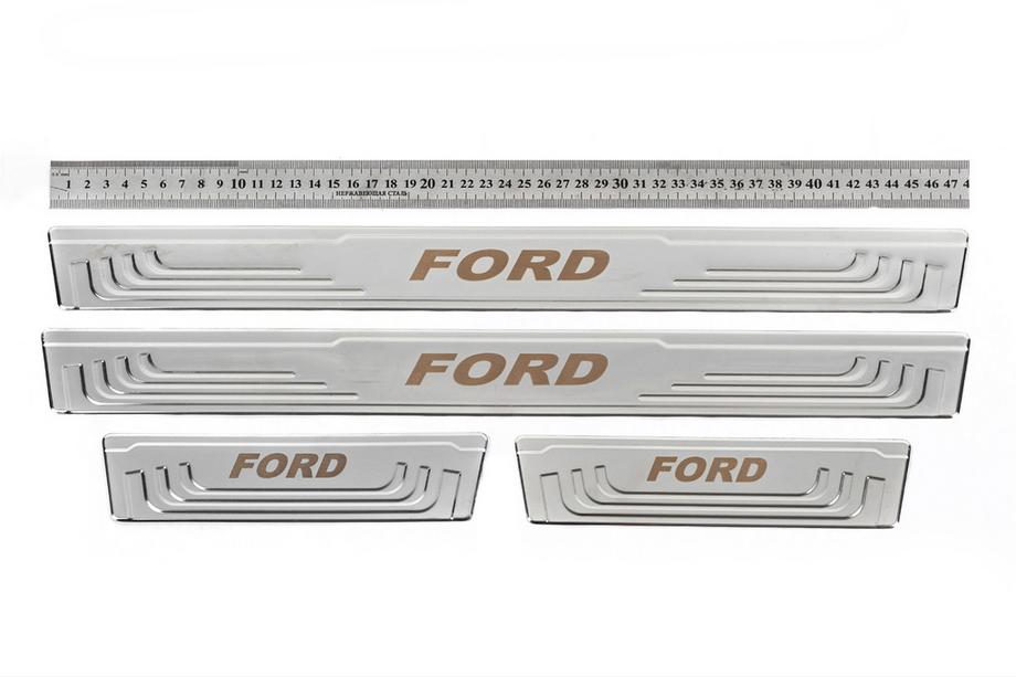 Ford Universal Door Sill Protectors Ford V-2 (4 pcs, Stainless Steel) Photo 1