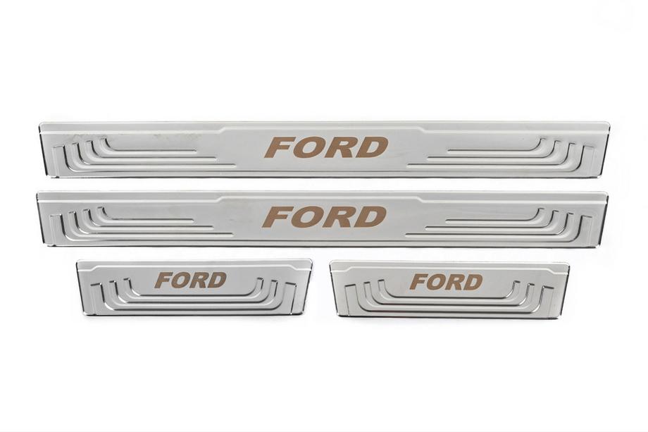 Ford Universal Door Sill Protectors Ford V-2 (4 pcs, Stainless Steel) Photo 2