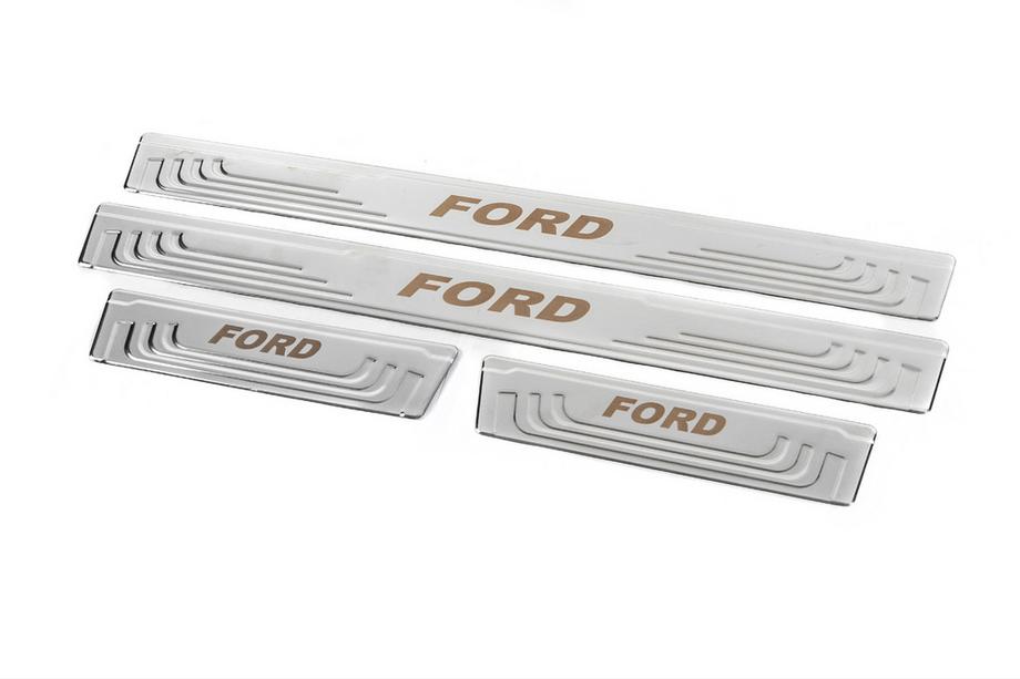 Ford Universal Door Sill Protectors Ford V-2 (4 pcs, Stainless Steel) Photo 3