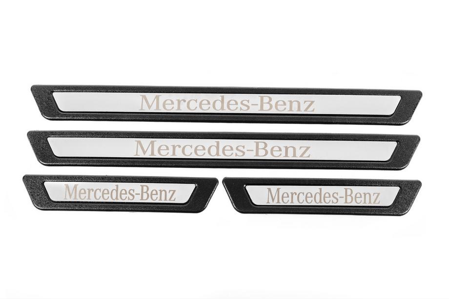 Mercedes-Benz Universal Door Sill Protectors Mercedes V-3 (4 pcs, Stainless Steel) Photo 2