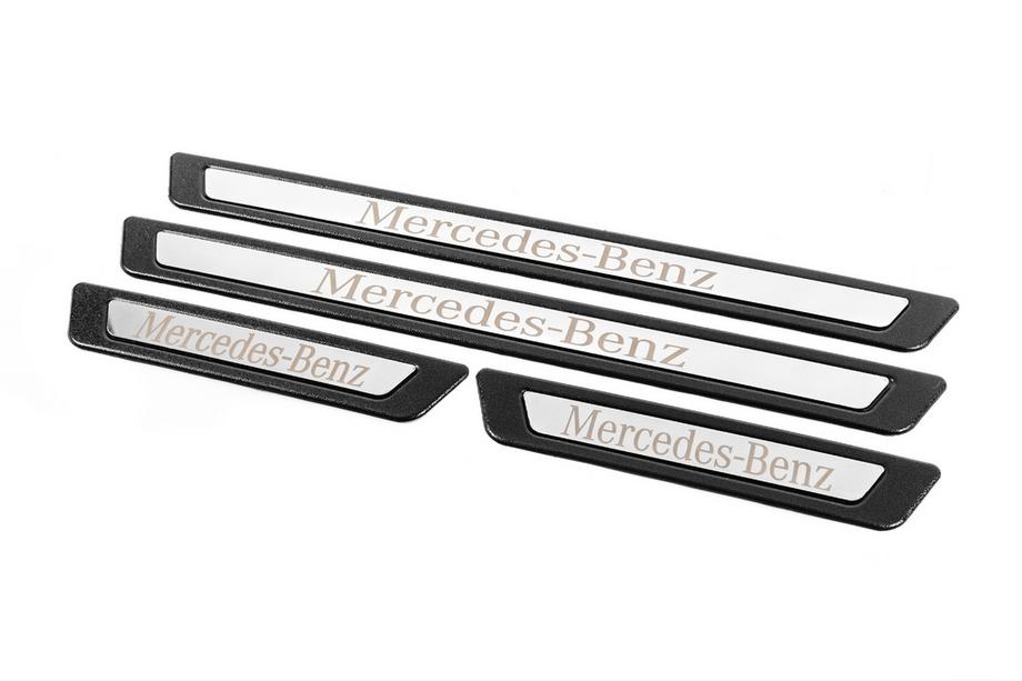 Mercedes-Benz Universal Door Sill Protectors Mercedes V-3 (4 pcs, Stainless Steel) Photo 3