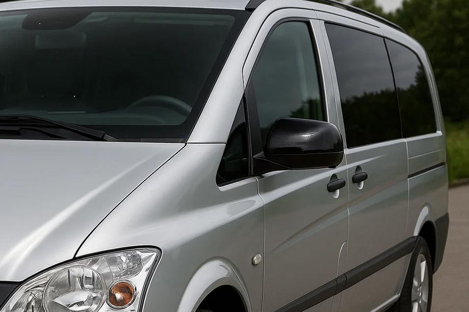 Mercedes Vito W639 2004-2014 Black Mirror Covers (2010-2014, Stainless Steel) Photo 1