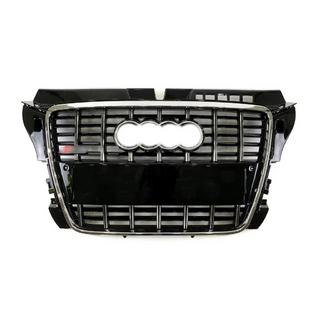 Front Grille S-Style (2008-2012, Black with Chrome) Audi A3 2003-2012 photo 1