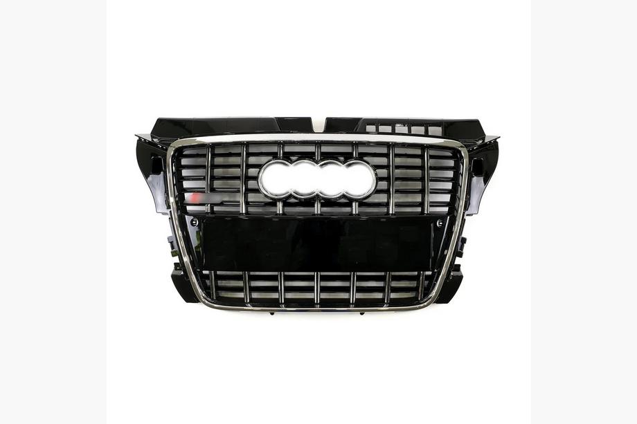 Audi A3 2003-2012 Front Grille S-Style (2008-2012, Black with Chrome) Image