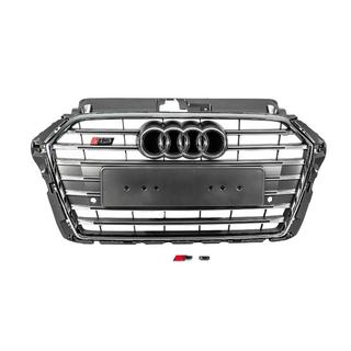 Front Grille S-Style (2016-2020, gray with chrome) Audi A3 2012-2020 photo 1