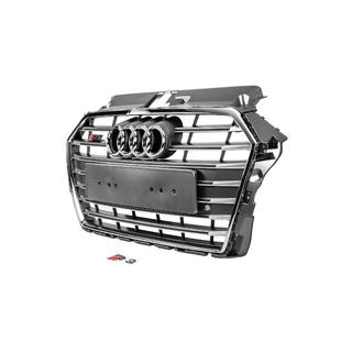 Front Grille S-Style (2016-2020, gray with chrome) Audi A3 2012-2020 photo 2