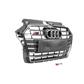 Front Grille S-Style (2016-2020, gray with chrome) Audi A3 2012-2020 photo 3