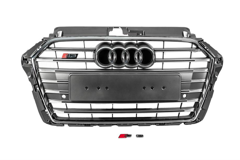 Audi A3 2012-2020 Front Grille S-Style (2016-2020, gray with chrome) Image