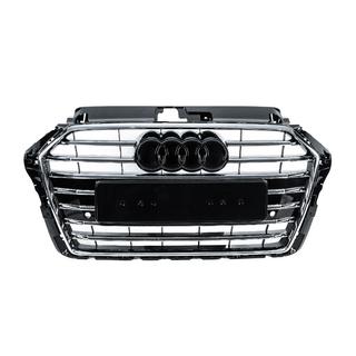 Front Grille S-Style (2016-2020, Black with Chrome) Audi A3 2012-2020 photo 1