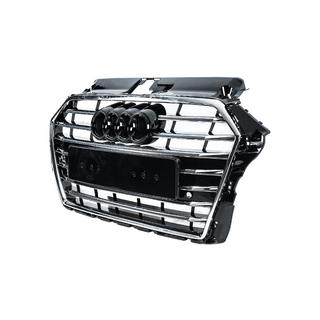 Front Grille S-Style (2016-2020, Black with Chrome) Audi A3 2012-2020 photo 2